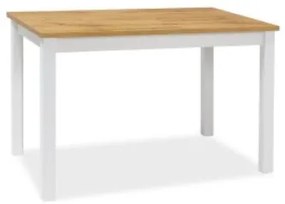 Biely jedálenský stôl s doskou v dekore dub wotan ADAM 100x60