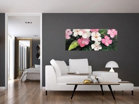 Obraz - Ružové a biele kvety (120x50 cm)
