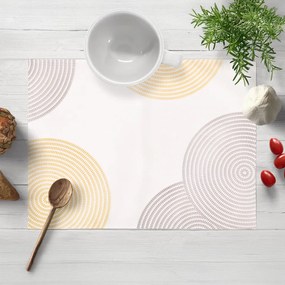 Biante Zamatové prestieranie na stôl Tamara TMR-023 Žlté a sivé designové kruhy na smotanovom 30x40 cm