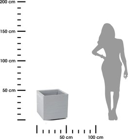 PLASTOVÝ KVETINÁČ NA KOLIESKACH BETONIQUE ECO 40X40 CM DREVENÝ DEKOR SIVÁ