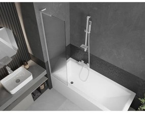 Mexen Next L, 1-krídlová vaňová zástena 50 x 150 cm, 6mm sklo s rebrovým vzorom, biely profil, 895-050-000-03-09-20