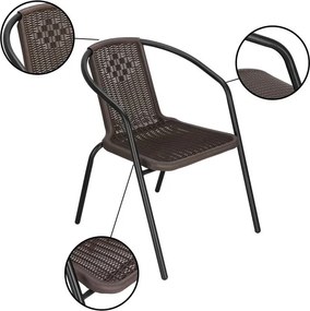 Kovová záhradná súprava Springos – 2 stoličky a stôl so sklenenou doskou