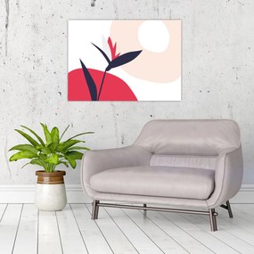 Sklenený obraz - Ružová florálna abstrakcia N⁰1 (70x50 cm)