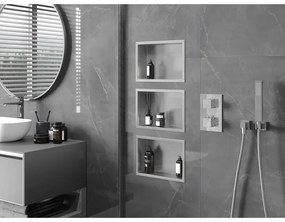 Mexen X-Wall-R, polička na zapustenie na obklad s golierom 30 x 20 cm, oceľová, 1910302010