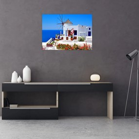 Obraz - Domček v Grécku (70x50 cm)
