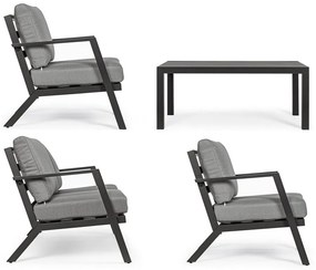 Sivý hliníkový záhradný lounge set pre 4 Harley – Bizzotto