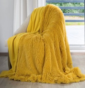 Žltá chlpatá deka Šírka: 170 cm | Dĺžka: 210 cm