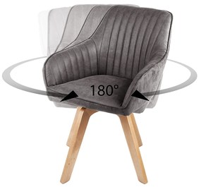 Livorno šedá zamatová otočná stolička