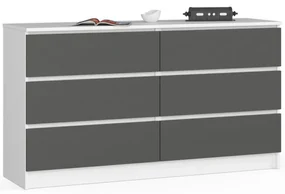 Komoda K140 6SZ CLP biela / sivá