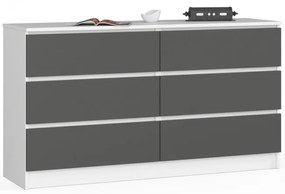 Komoda K140 6SZ CLP biela / sivá