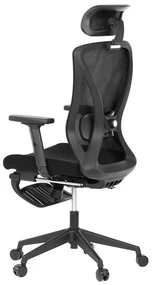 Ergonomická kancelárska stolička ZANE s podnožkou — sieťovina/látka, čierna