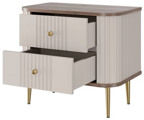 Nočné stolíky Vespera 56 cm - 2 ks - kašmírová / orech / zlatá