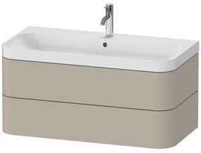 DURAVIT Happy D.2 Plus c-shaped závesná skrinka s nábytkovým umývadlom s otvorom, 2 zásuvky, 975 x 490 x 480 mm, taupe matná lakovaná, HP4348O6060