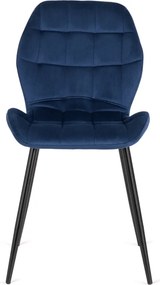 Sada stola CLARK 120-160 cm, čierny/biely lesk a 4 stoličiek LUCKY v námorníckej modrej farbe