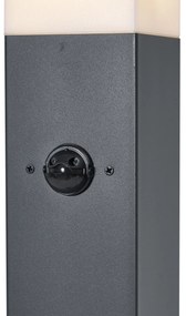 Vonkajšia lampa tmavosivá s opálovým sklom 80 cm IP44 so zásuvkou a snímačom pohybu - Malios