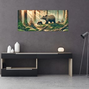 Obraz - Medvede v lese (120x50 cm)