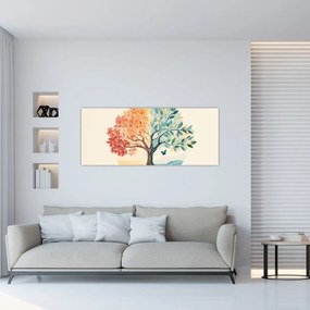 Obraz – Duálny strom s motýľom (120x50 cm)