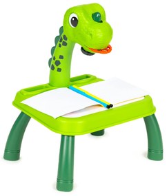 Projektor na kreslenie s dinosaurami, 12 fixiek, 24 vzorov, zelený