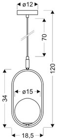 Candellux Mosadzný závesný luster Cordel pre žiarovku G9 31-73457