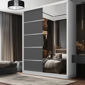 Šatníková skriňa SERENITY 133 cm šedý mat MBP SERENITY SZP6/0/W/SR/0/HIAL