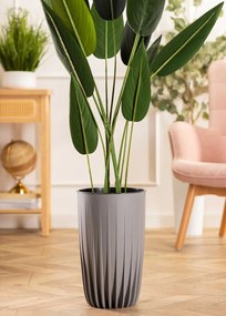 PLASTOVÝ KVETINÁČ STRIPPED SADA 2KS 25X42 CM+30X51,5 CM SIVÁ