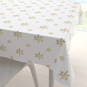 Biante Teflónový štvorcový obrus TF-120 Zlato-modro-zelené vianočné vločky na bielom 110x110 cm