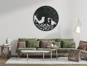 drevko Drevený obraz Strom života so zaľúbencami Rozmer obrazu: 44,5 x 44,5 cm, Farba dekorácie: Čierna