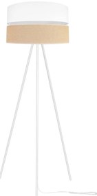 Stojacia lampa Juta, 1x jutové/biele textilné tienidlo, m, w