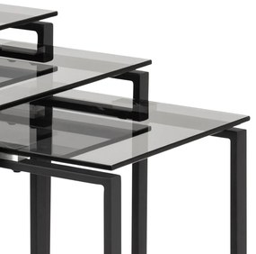 Actona Set príručných stolíkov Katrine (3 ks) - dymové sklo / čierna