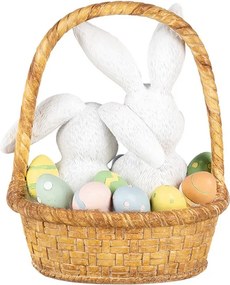 Dekorácia králiky v košíčku s vajíčkami - 17*13*20 cm