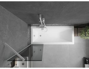 Mexen Next, vaňová zástena 1-krídlová 50 x 150 cm, fixné krídlo, 6 mm šedé sklo, biely profil, 895-050-000-00-40-20