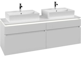 VILLEROY &amp; BOCH Legato závesná skrinka pod dve umývadlá na dosku, 4 zásuvky, s LED osvetlením, 1600 x 500 x 550 mm, White Matt, B677L0MS