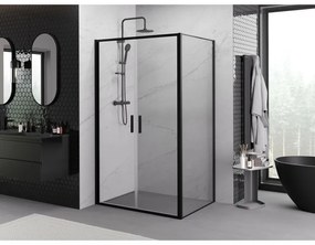 Mexen Exo, sprchovací kút s krídlovými dverami 70 x 90 cm, 6mm číre sklo, čierny profil, 814-070-090-70-00