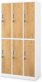 Sociálna pracovná skrinka biela/zlatý dub: Eco Design 6-dverová IGOR