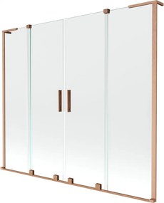 Mexen Velar L Duo, 2-krídlová posuvná vaňová zástena 170 x 150 cm, 8mm číre sklo, medená matná, 896-170-003-02-65