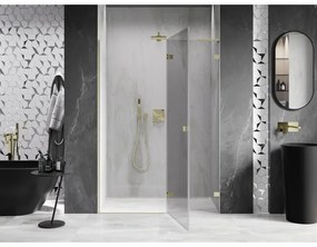 Mexen, Mexen Lunar L výklopné pravé sprchové dvere 140 cm, transparentné, brúsené zlaté - 834L-140-000-55-00-P