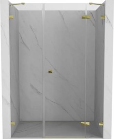 Mexen Lunar, pravé otočné sprchové dvere 155 cm, číre sklo, zlatý profil, 834S-155-050-50-00-P
