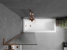 Mexen Next L, 1-krídlová vaňová zástena 60 x 150 cm, 6mm sklo s rebrovým vzorom, ružové zlato profil, 895-060-000-03-09-60