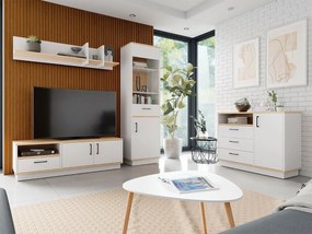 Zostava nábytku do obývacej izby Maryann I, Farby: biela lux/ dub sušienkovo hnedý + biela lux