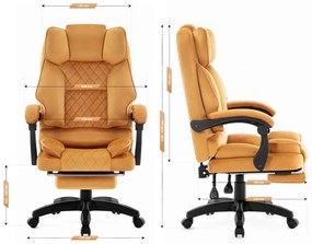 Ergonomická kancelárska stolička HC-1031 s podnožkou - horčicovo-žltá