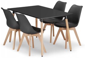 Jedálenský set 1 + 4, stôl ADRIA 120x80 čierny + stoličky BALI MARK čierna