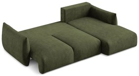 Zelená ženilková rozkladacia rohová pohovka (pravý roh/s leňoškou) Leila – Makamii