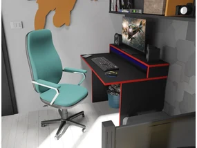 Herný pc stôl Adapt (čierna + červená) (s RGB LED osvetlením). Vlastná spoľahlivá doprava až k Vám domov. 1054991