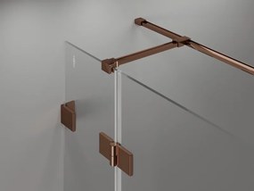 Mexen Lunar T, sklápací sprchový kút ľavý 110 x 110 cm, 8mm číre sklo, profil ružové zlato, 834T-110-110-60-00-L
