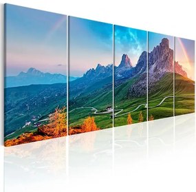 Obraz - Rainbow in the Alps I Veľkosť: 200x80, Verzia: Na talianskom plátne