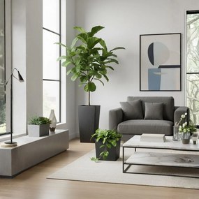 PLASTOVÝ KVETINÁČ FLORE 41X39,5X39,5 CM IMITÁCIA BETÓNU ČIERNA