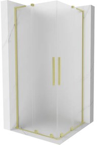 Mexen Velar L Duo, sprchový kút s posuvnými dverami 90 x 90 cm, 8mm sklo námraza, zlatá matná, 871-090-090-02-33-55