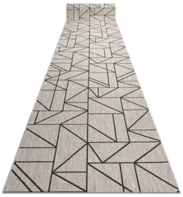 Behúň SIZAL FLOORLUX 20605 trojuholníky geometrický - strieborný, čierny