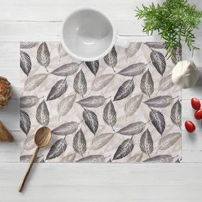 Biante Dekoračné prestieranie na stôl PML-056 Zeleno-čierne listy na béžovom 35x45 cm