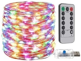 Bezdoteku LEDSolar 300 Vianočná reťaz 30m USB s háčikmi, 300 LED, diaľkové ovládanie, Multicolor